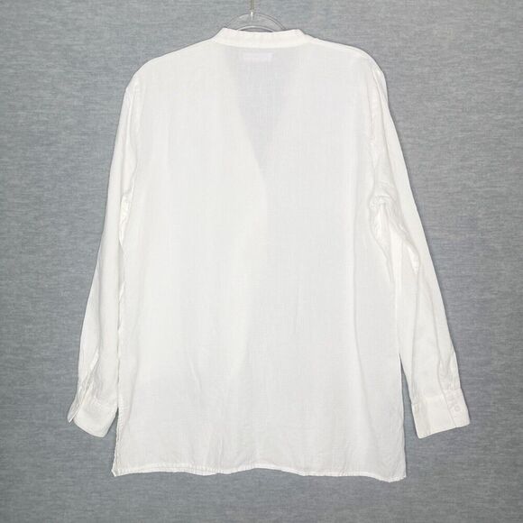 209 WST 38 New York Linen White Blouse Top Lagenlook Size Large Asymmetrical‎ - Picture 6 of 6